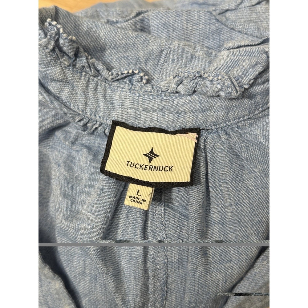 Tuckernuck Chambray Crawford Dress Large Linen Cotton Flowy Summer - Picture 10 of 12